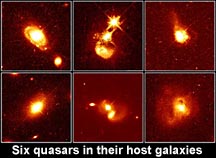 6 quasars in their host galaxies